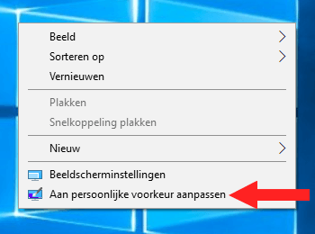 Aan persoonlijke voorkeur aanpassen instellingen openen in Windows 10