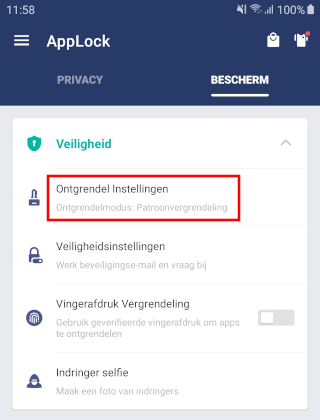 AppLock Ontgrendel Instellingen