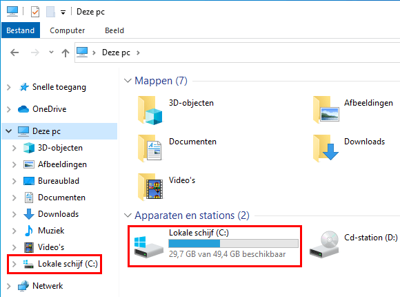 De (C:) schijf