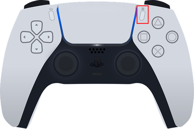 De opties knop op een PlayStation 5 controller