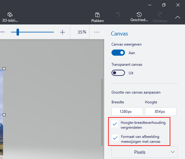 Afbeelding verkleinen met Paint 3D in Windows 10