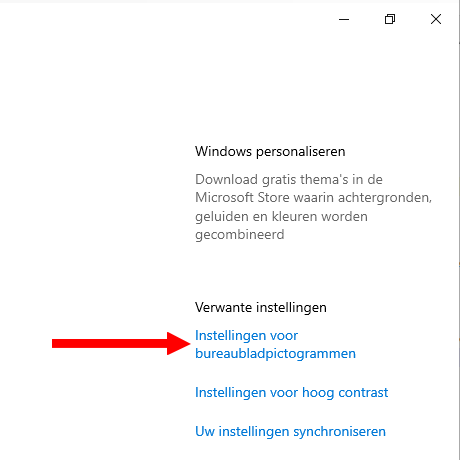 Instellingen voor bureaubladpictogrammen openen in Windows 10