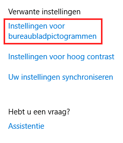 Instellingen voor bureaubladpictogrammen openen in Windows 10