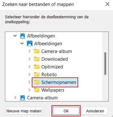 Map selecteren