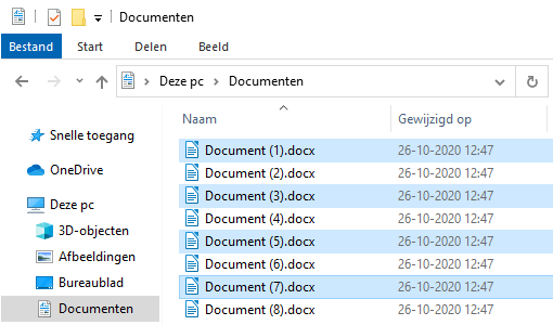 Meerdere bestanden selecteren in Windows 10 Verkenner