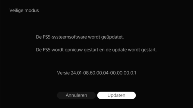 PS5 systeemsoftware updaten in veilige modus