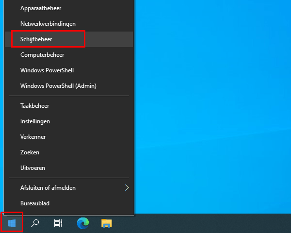 Schijfbeheer openen in Windows 10