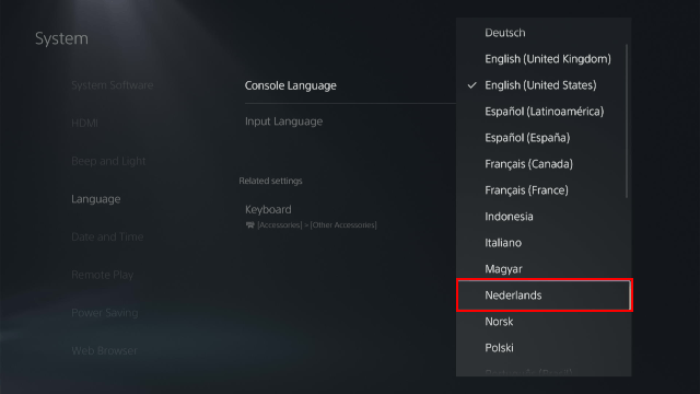 Selecteer Nederlands als PS5 console taal