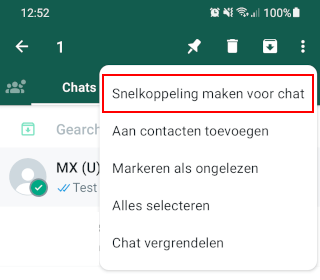 Snelkoppeling maken voor WhatsApp chat