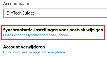 Synchronisatie-instellingen voor postvak wijzigen in Windows 10