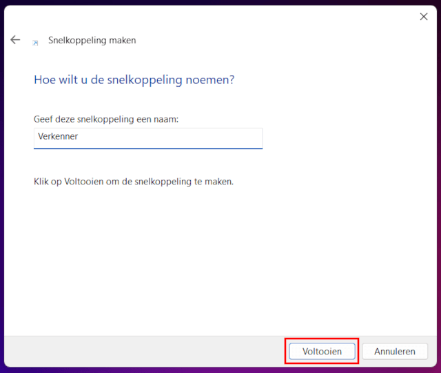Verkenner op het bureaublad plaatsen in Windows 11