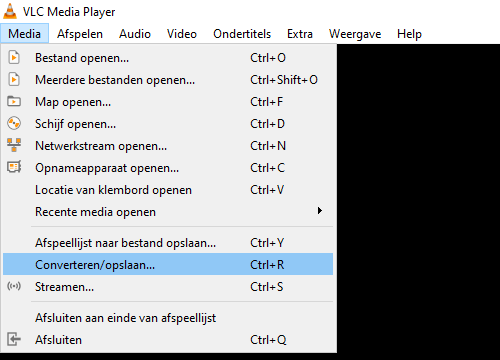VLC Converteren/opslaan optie
