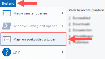 Windows 10 Verkenner Map- en zoekopties wijzigen