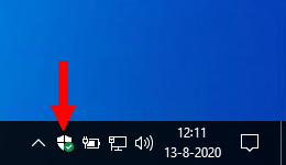 Windows-beveiliging pictogram in het systeemvak