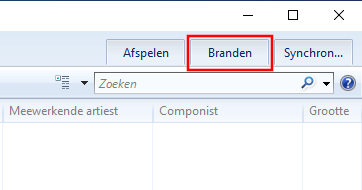 Windows Media Player Branden tabblad