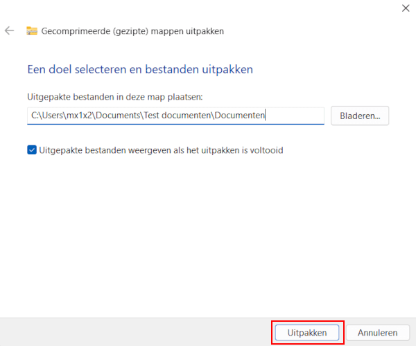 ZIP-bestand uitpakken in Windows 11