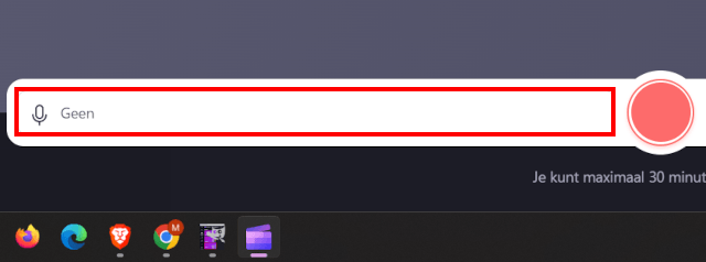 Clipchamp microfoon keuze menu