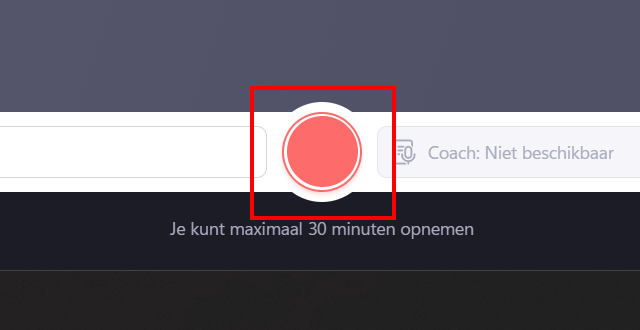 Clipchamp opnemen knop
