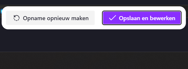 Clipchamp Opslaan en bewerken knop