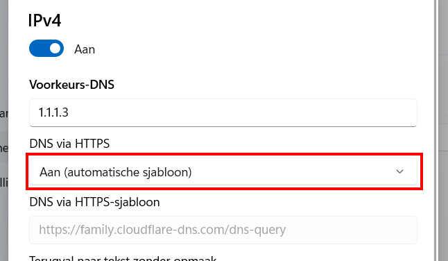 DNS via HTTPS inschakelen