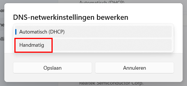 Handmatig optie