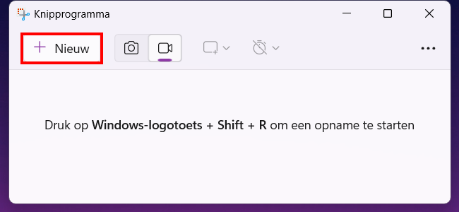 Knipprogramma Nieuw knop