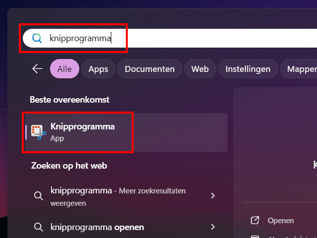 Knipprogramma openen