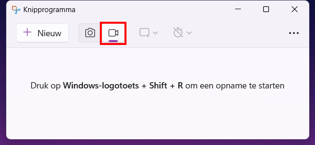 Knipprogramma opnemen knop