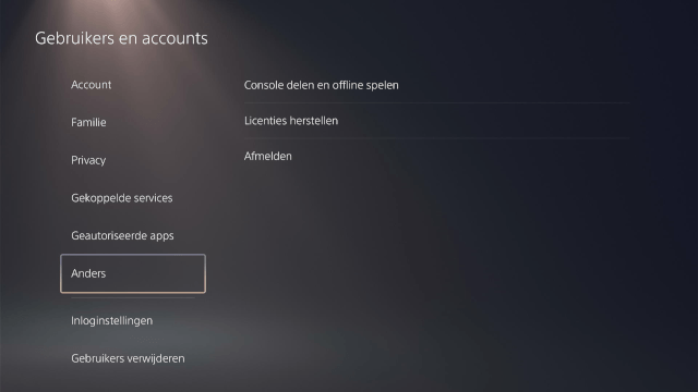 PlayStation 5 andere gebruikers en accounts instellingen