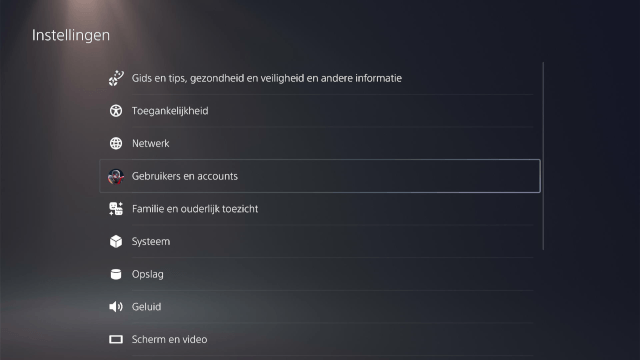 PlayStation 5 Gebruikers en accounts instellingen