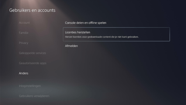 PlayStation 5 licenties herstellen
