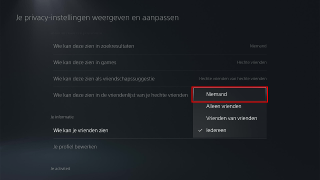 Vrienden verbergen op de PS5