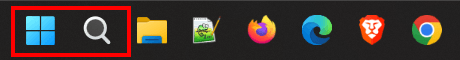 Windows startmenu knop en zoekpictogram
