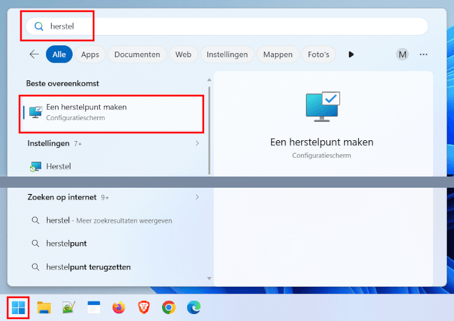 Windows Systeemherstel openen