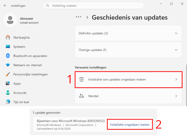 Een recente Windows-update verwijderen